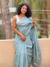Teal Blue Bhagalpuri Linen Sarees With Kesiya Weaving Pattern | DLS119