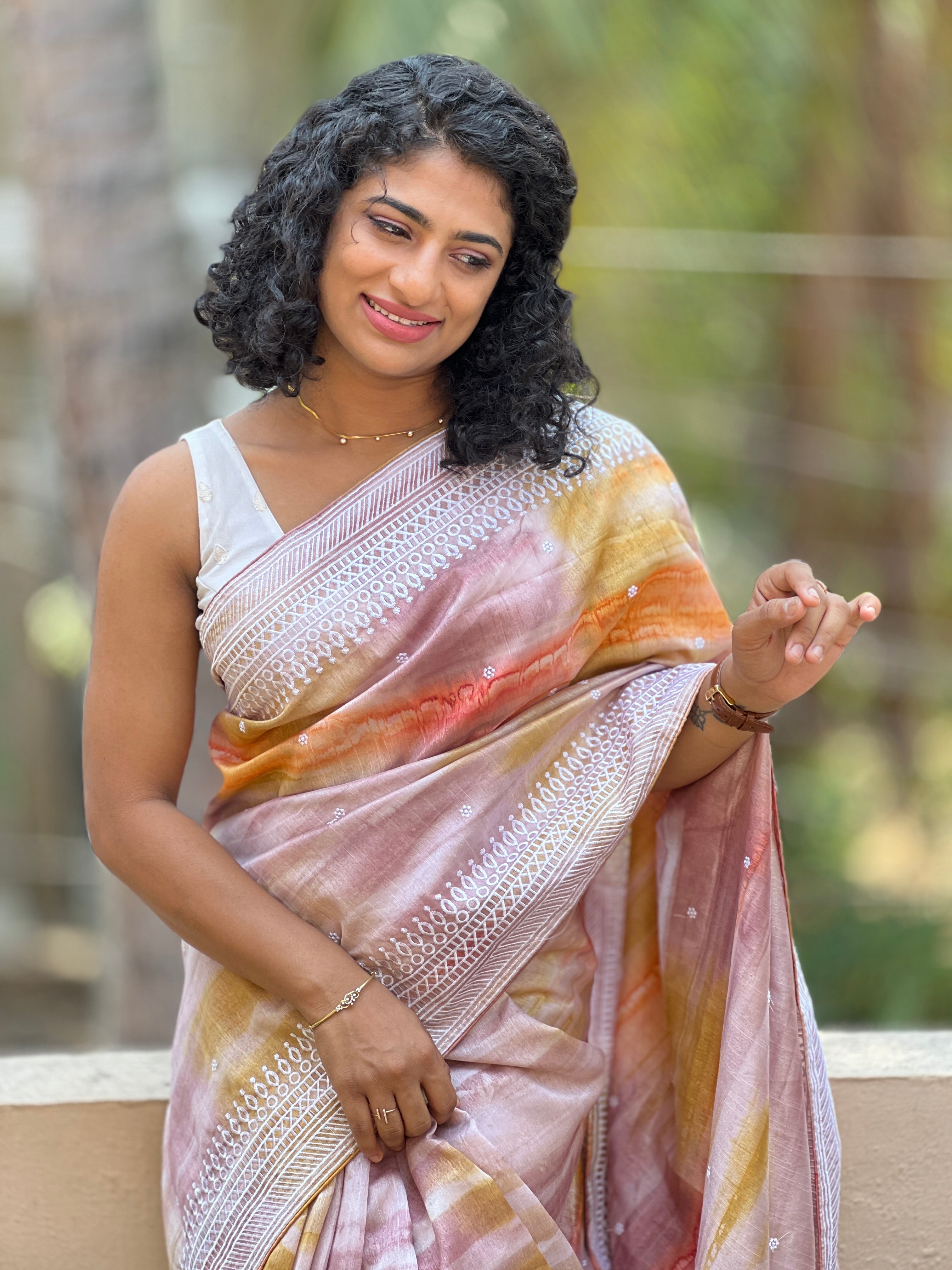 Tussar Finished Digital Printed Semi Silk Sarees | RP293