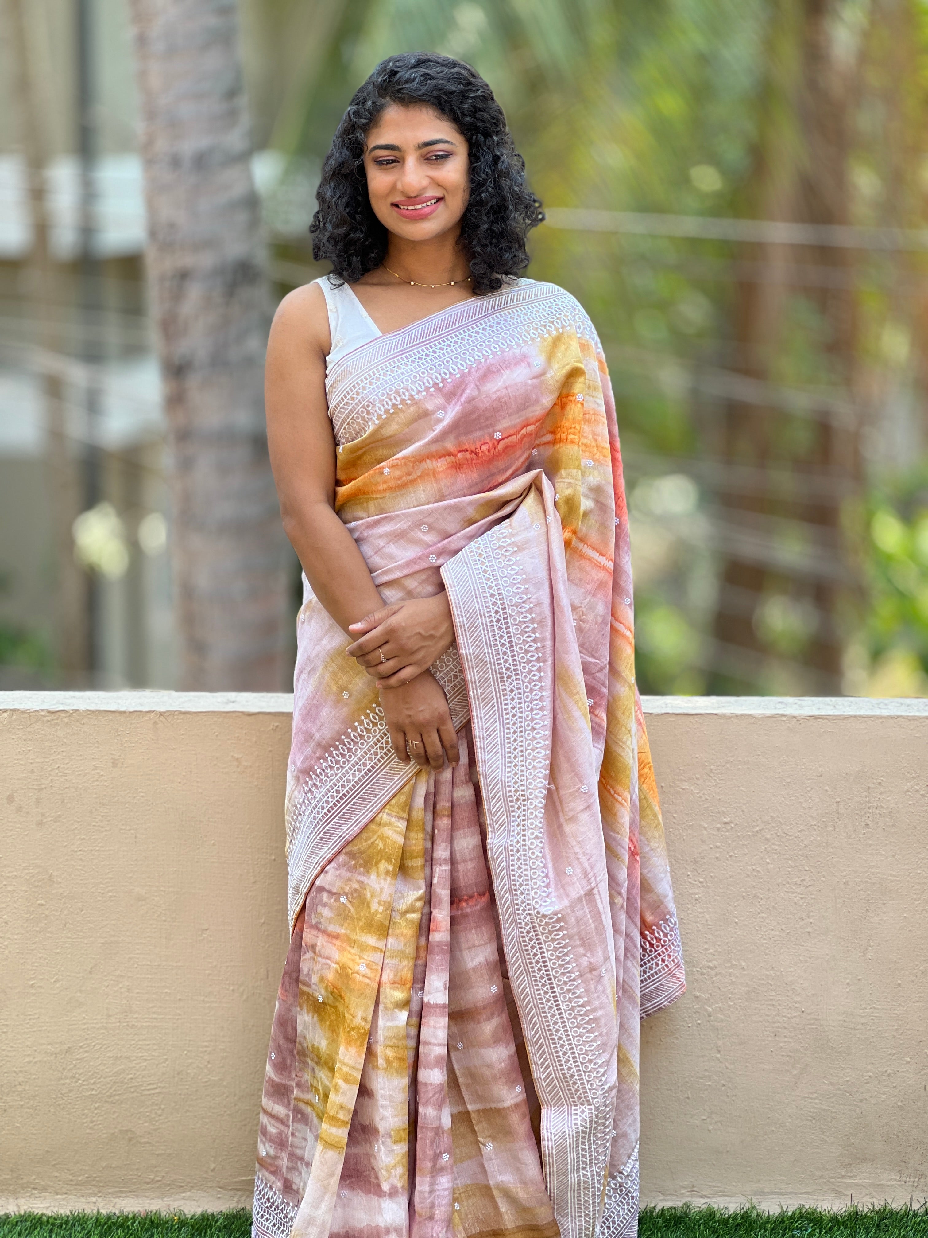 Tussar Finished Digital Printed Semi Silk Sarees | RP293