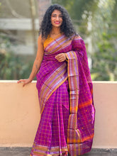 Kanchi Cotton Sarees With Check Weave Patterns | VR136