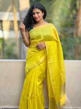 Check Patterned Silk Linen Saree | SKH122
