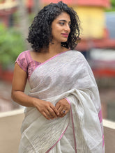 Cream Linen Saree With Kesiya Weaving Pattern | DLS102