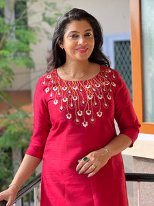 Embroidered Raw Cotton Kurtha Material | DN311