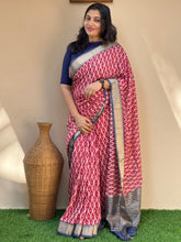 Red & Blue Color Modal Finished Chanderi Saree With Banarasi Border | ARS205