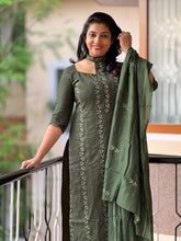 Machine Embroidered Semi Silk Salwar Sets Unstitched | HY142