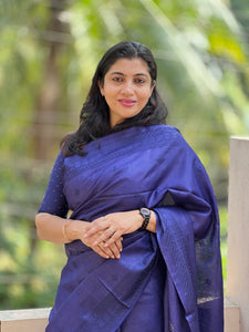 Vertical Line Weave Patterned Noil Tussar Saree | MNH163
