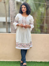 White Floral Embroidery Short Kurta | YFT103