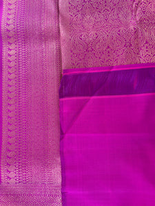 Yellow and Violet Color Combination Kanchipuram Saree | ADB146