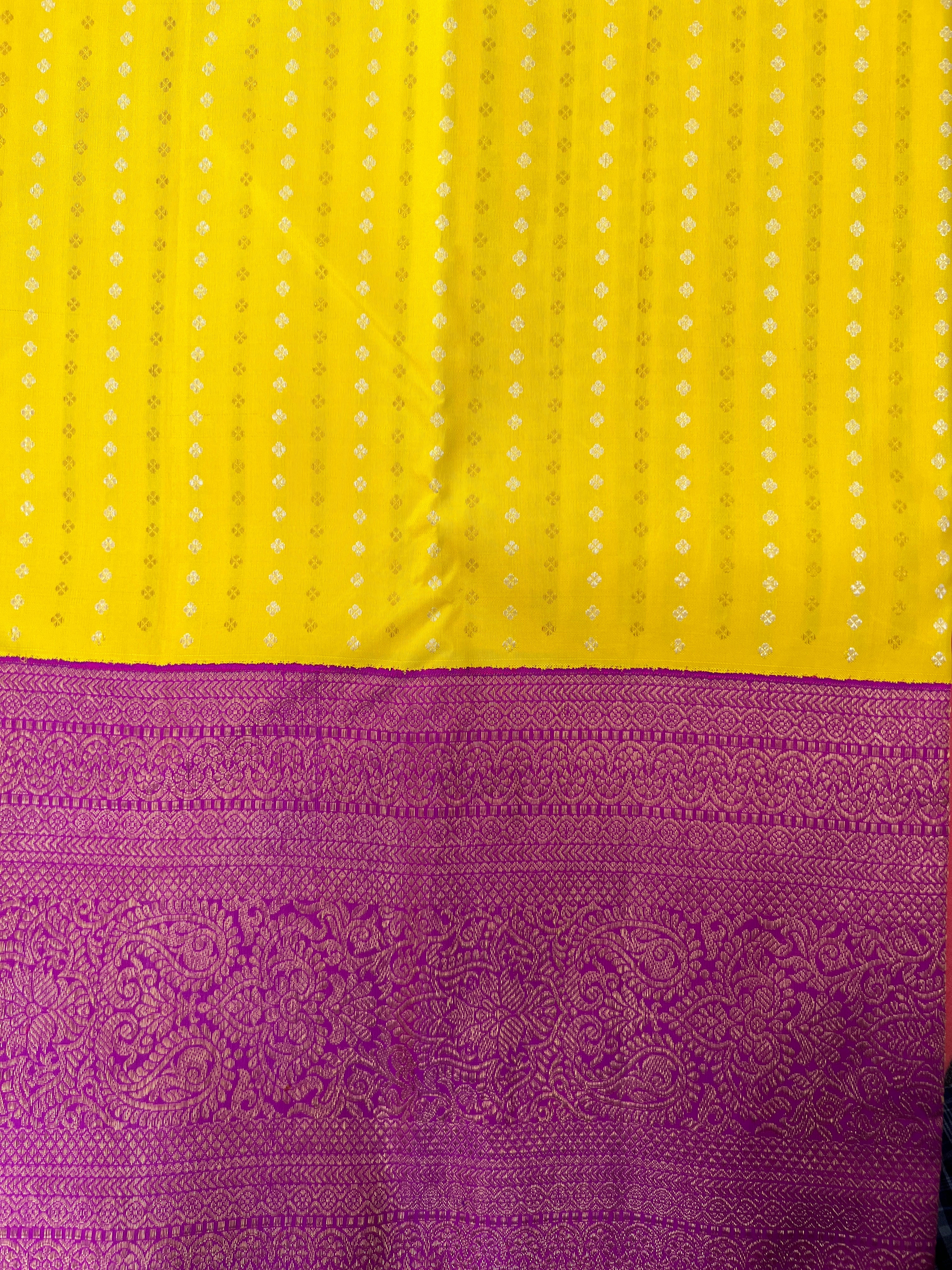 Yellow Color Magenta Pink Combination Kanchipuram Saree | AK153