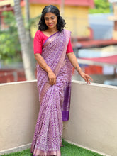 Violet Screen-Printed Modal Chanderi Saree | ARS288