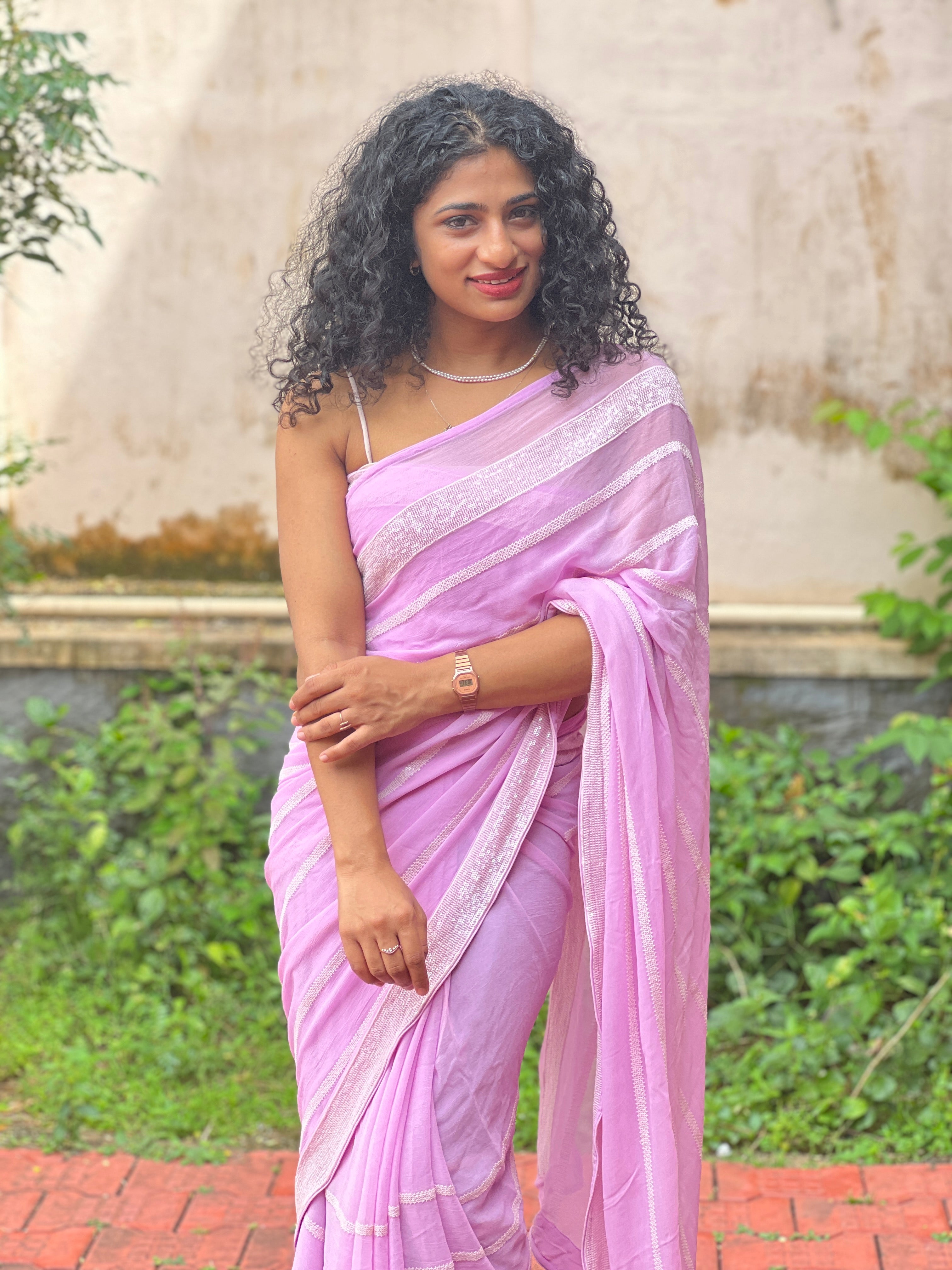 Line Patterned Georgette Sarees | FF108
