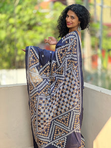 Hand Done Kutch Work Banglore Silk Saree | ARS209