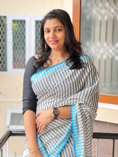 Blue Jamdani Weaved Cotton Saree | RP286