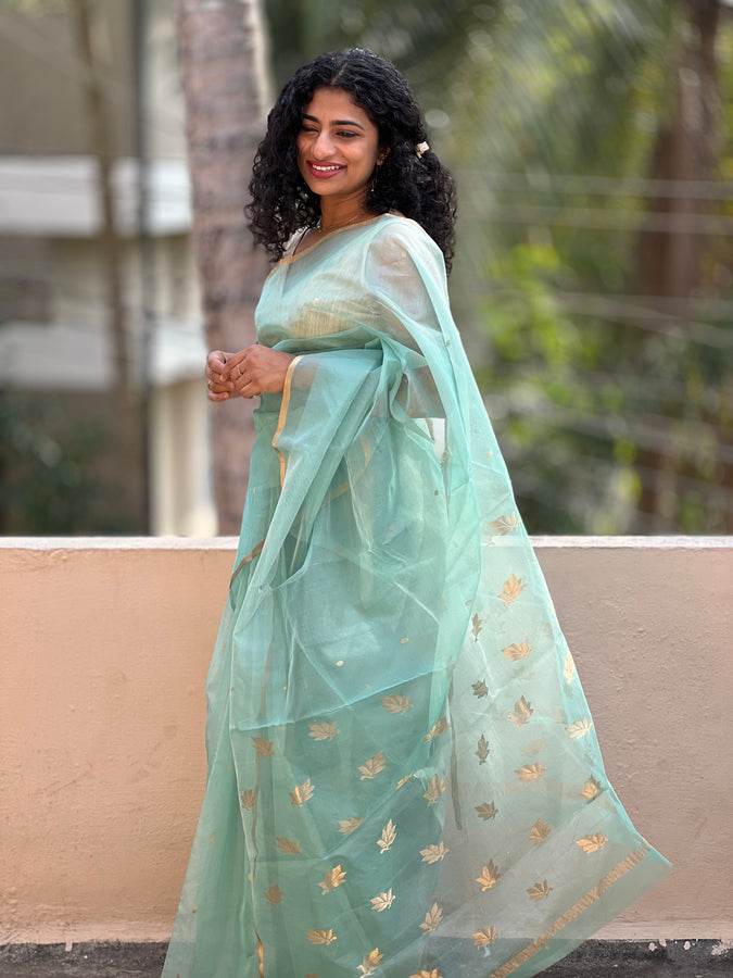 Turquoise Colour Chanderi Saree | RC103