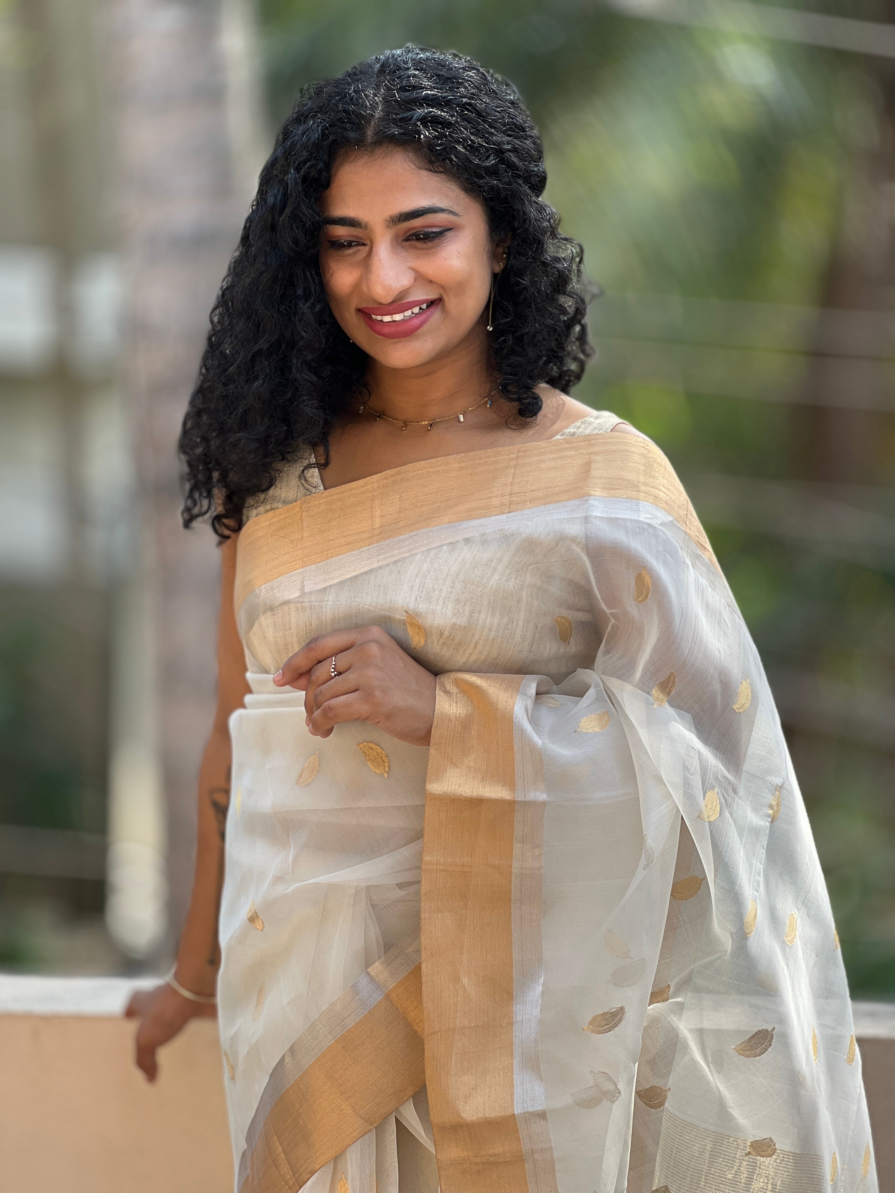 Cream Colour Chanderi Saree | RC104