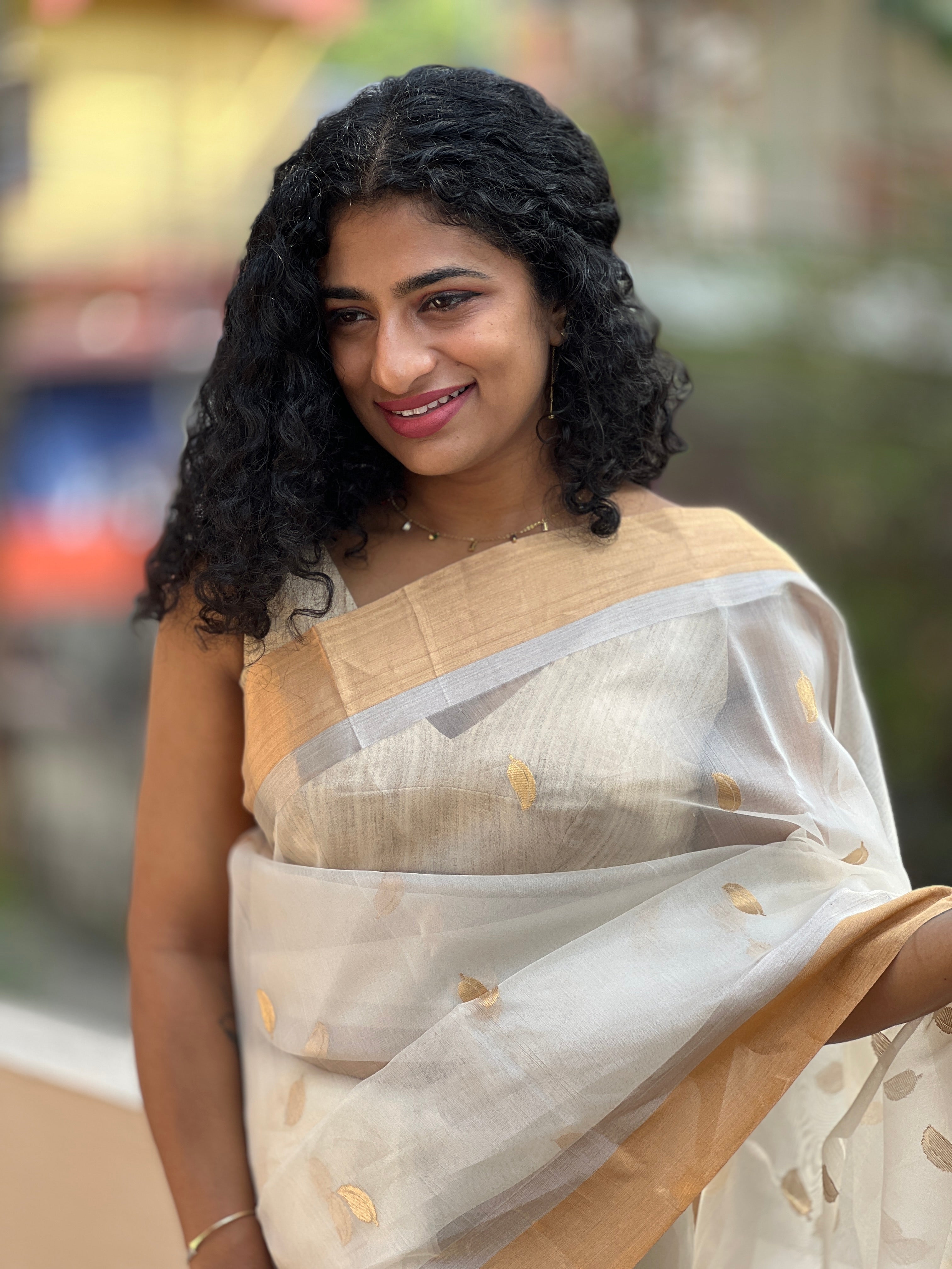 Cream Colour Chanderi Saree | RC104