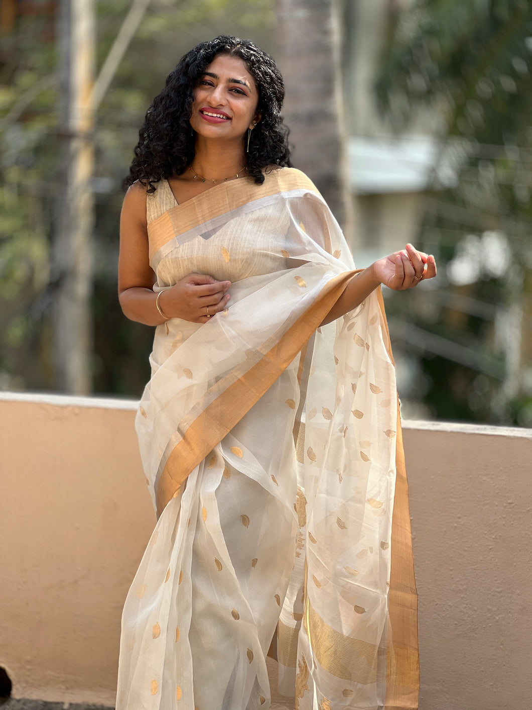 Cream Colour Chanderi Saree | RC104