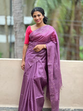 Grape Color Bhagalpuri Linen Saree | DLS124