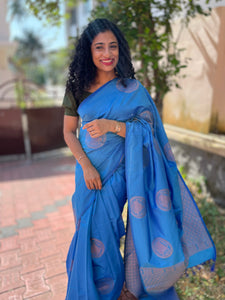 Kanchipuram Finished Borderless Semi Silk Saree  | Ready- to-wear | KRK123