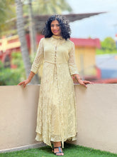 Golden Beige Designer Georgette Dress With Jacket | GW127