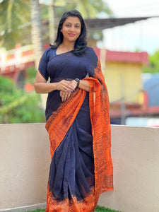 Block Printed Super-Net Kota Saree | SF723