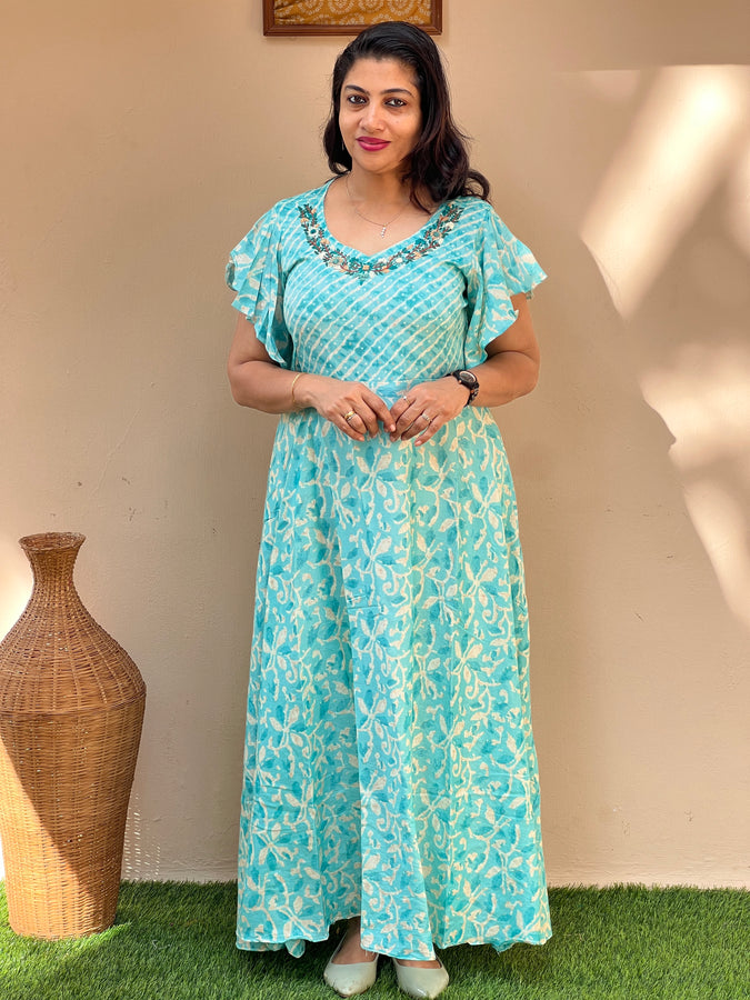 Shibori Pattern Slub Linen Kurta | OS236