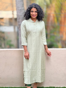 Olive Green Semi Silk Kurta | SV180