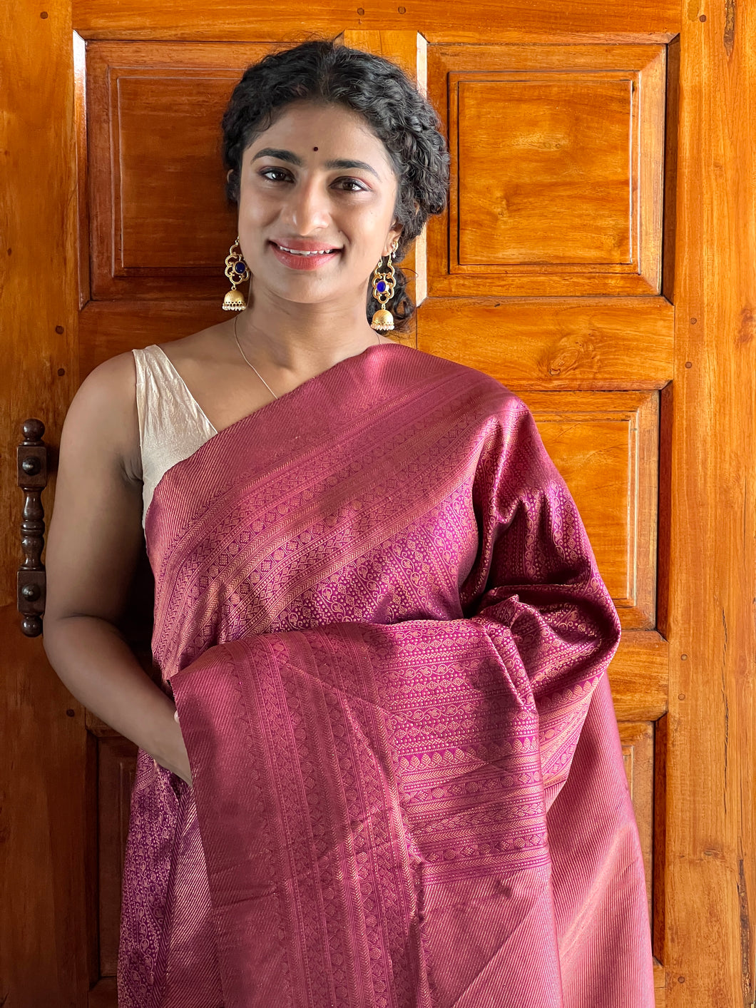 Wine Purple Kanchipuram Saree | CV127