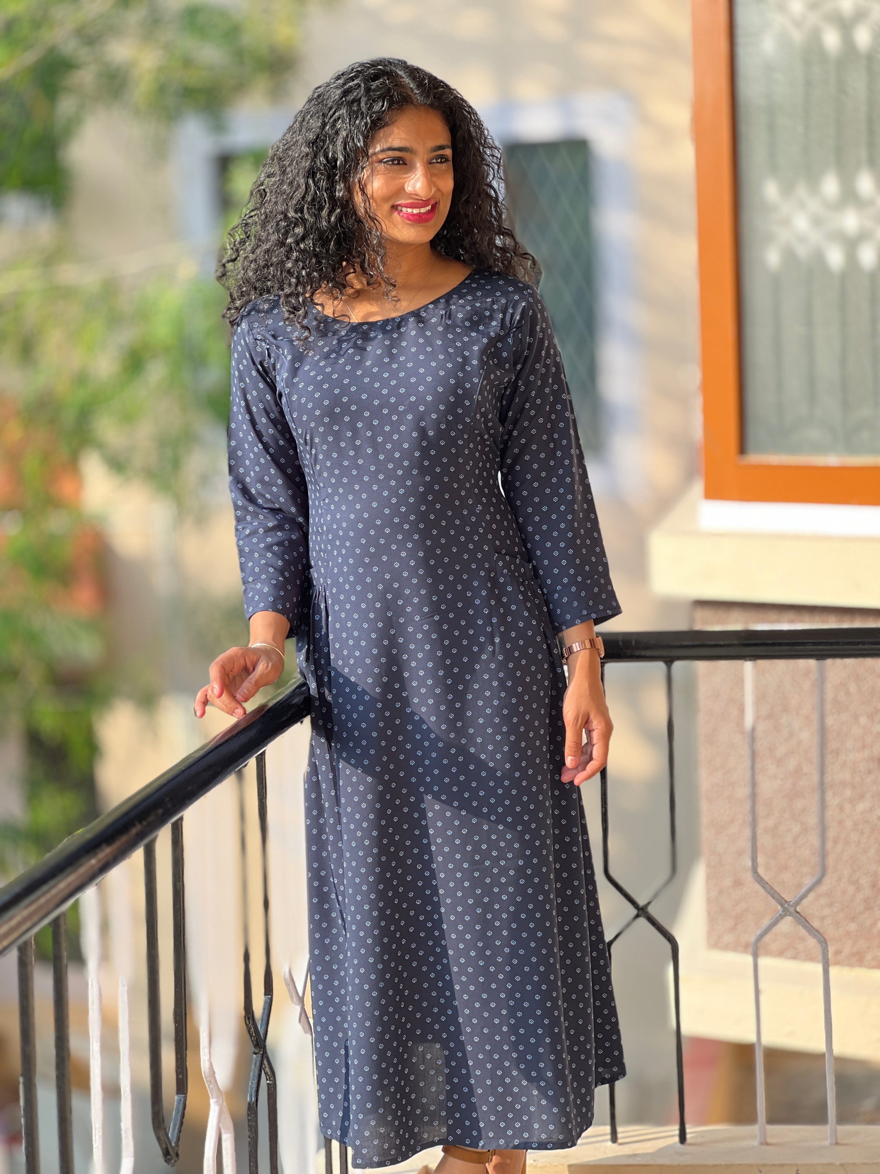 Navy Blue Color Feeding Kurta With Pockets | SV146