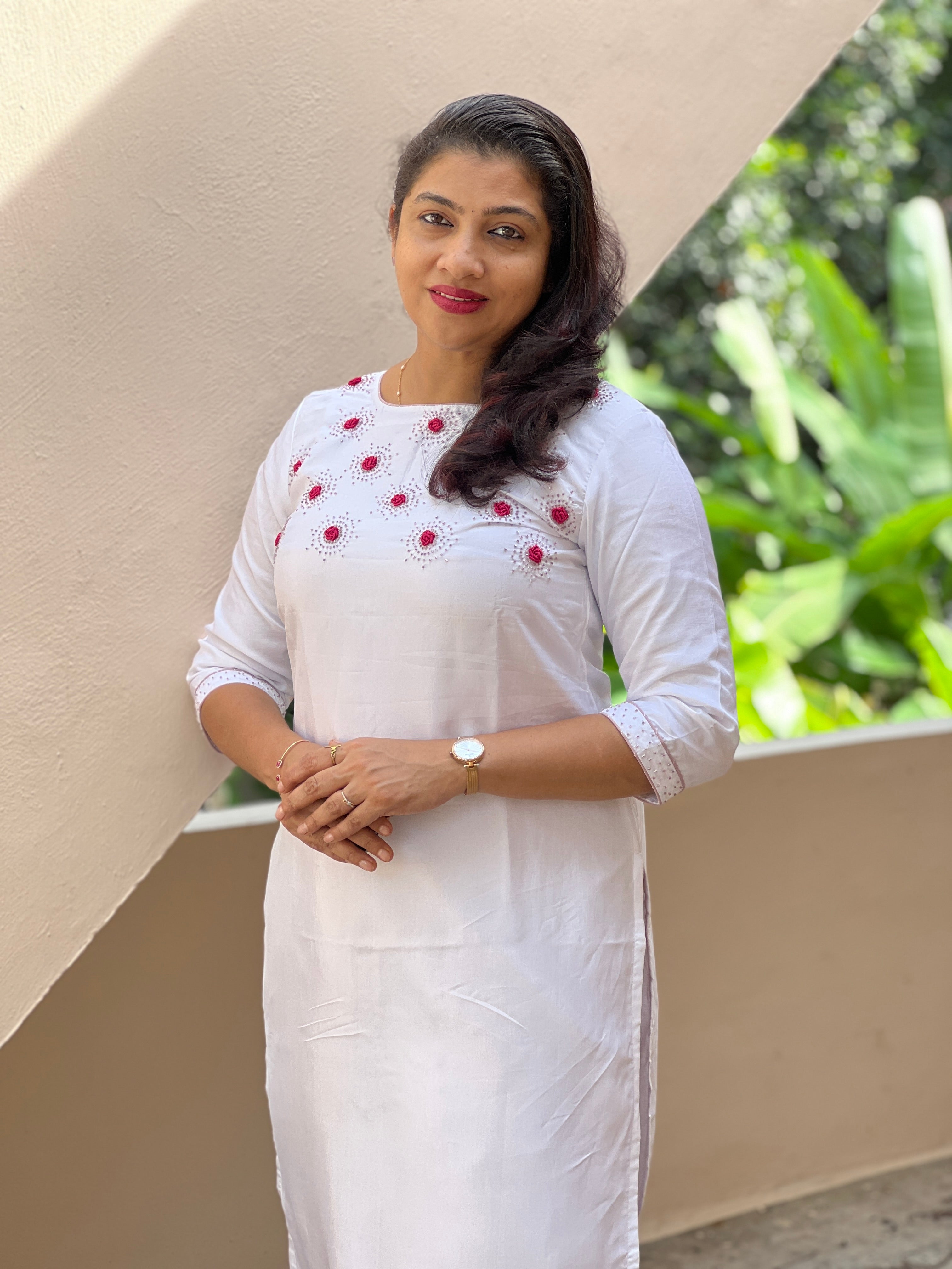 White Shade Uppada Silk Kurtha Material | UNSTITCHED | DN290
