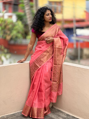 Banarasi Border Linen Saree | SK121