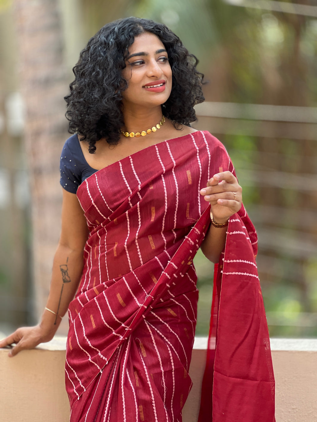 Bhagalpuri Linen Saree With Novelty Yarns | US115