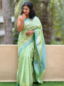 Organza Banarasi Weave Sarees with Silver Zari Butta Designs | JCL630