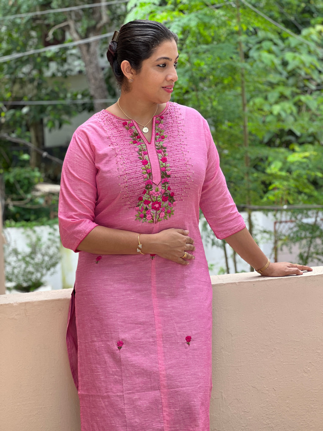 Designer Linen Finished Cotton Kurtha | OS132