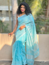 Silver Zari Border Bhagalpuri Linen Saree | RP247