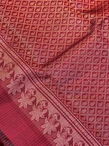 Leaf Patterned Wine Red Color Kanchipuram Saree | CV208