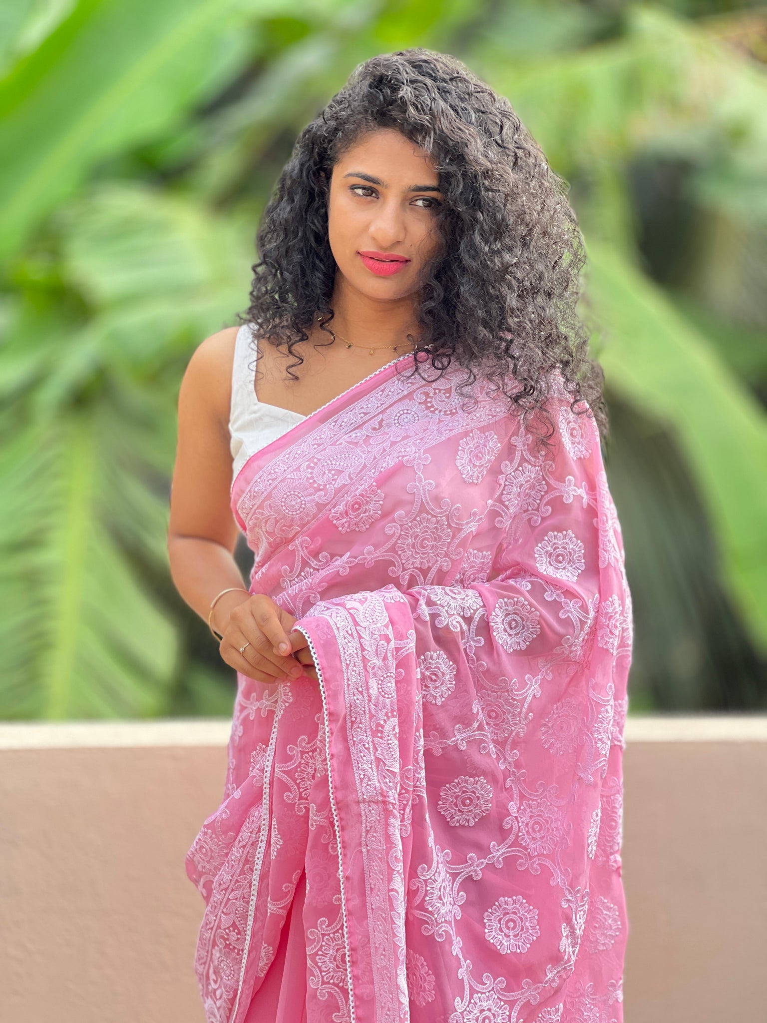 Lakhnavi work Bandhej saree Fabric (Modal silk) Chikankari work Light  Pastel shade color Fancy Mango Design Best quality &… | Instagram