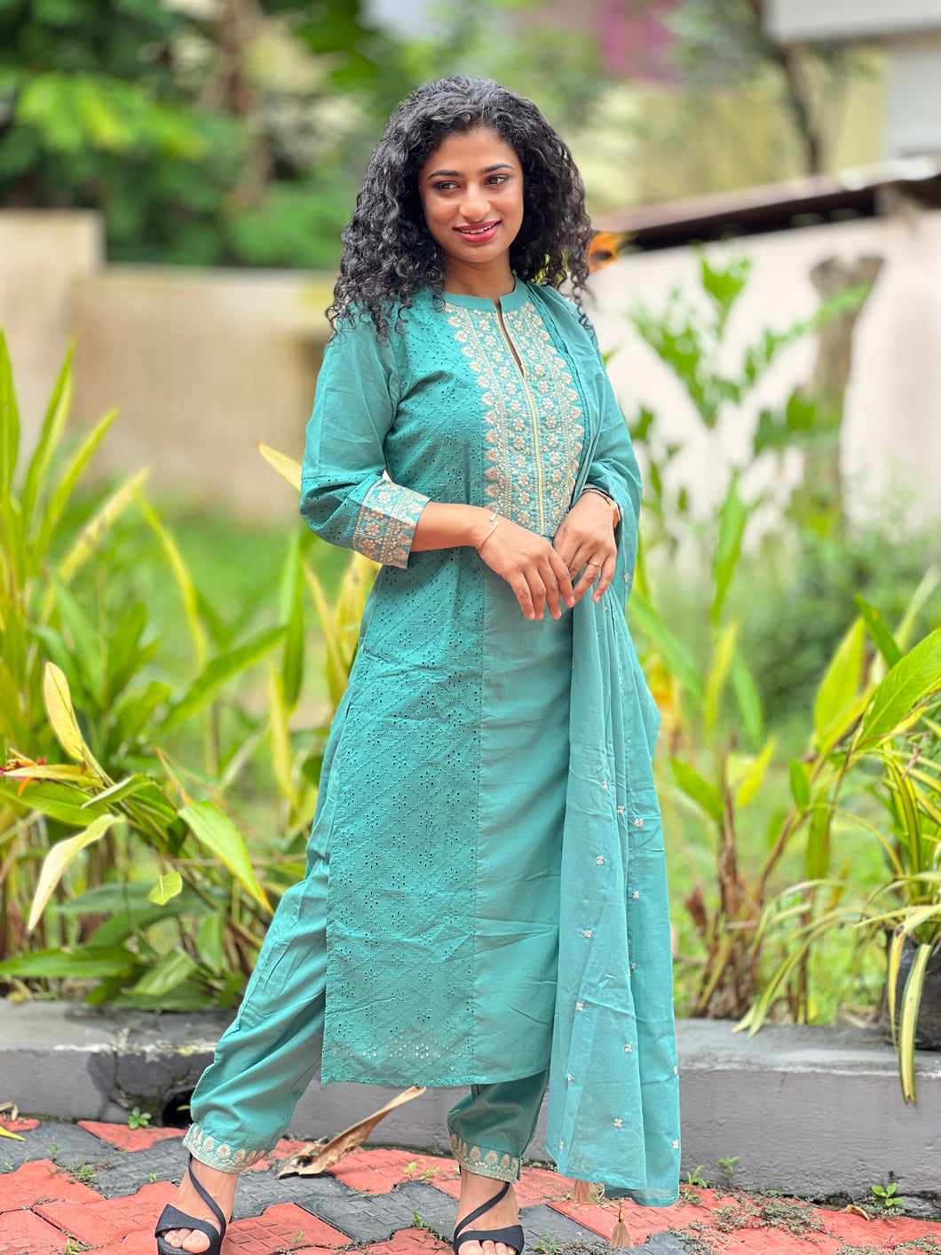 Cotton Shiffli Pattern Salwar Kurta Sets | NI336