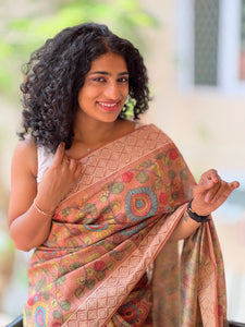 Tussar Finish Sarees with Kalamkari Print Patterns | JCL595