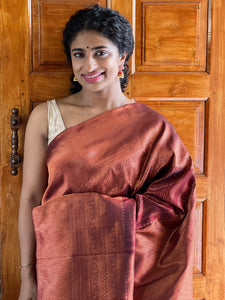 Maroonish brown color Kanchipuram saree | CV132