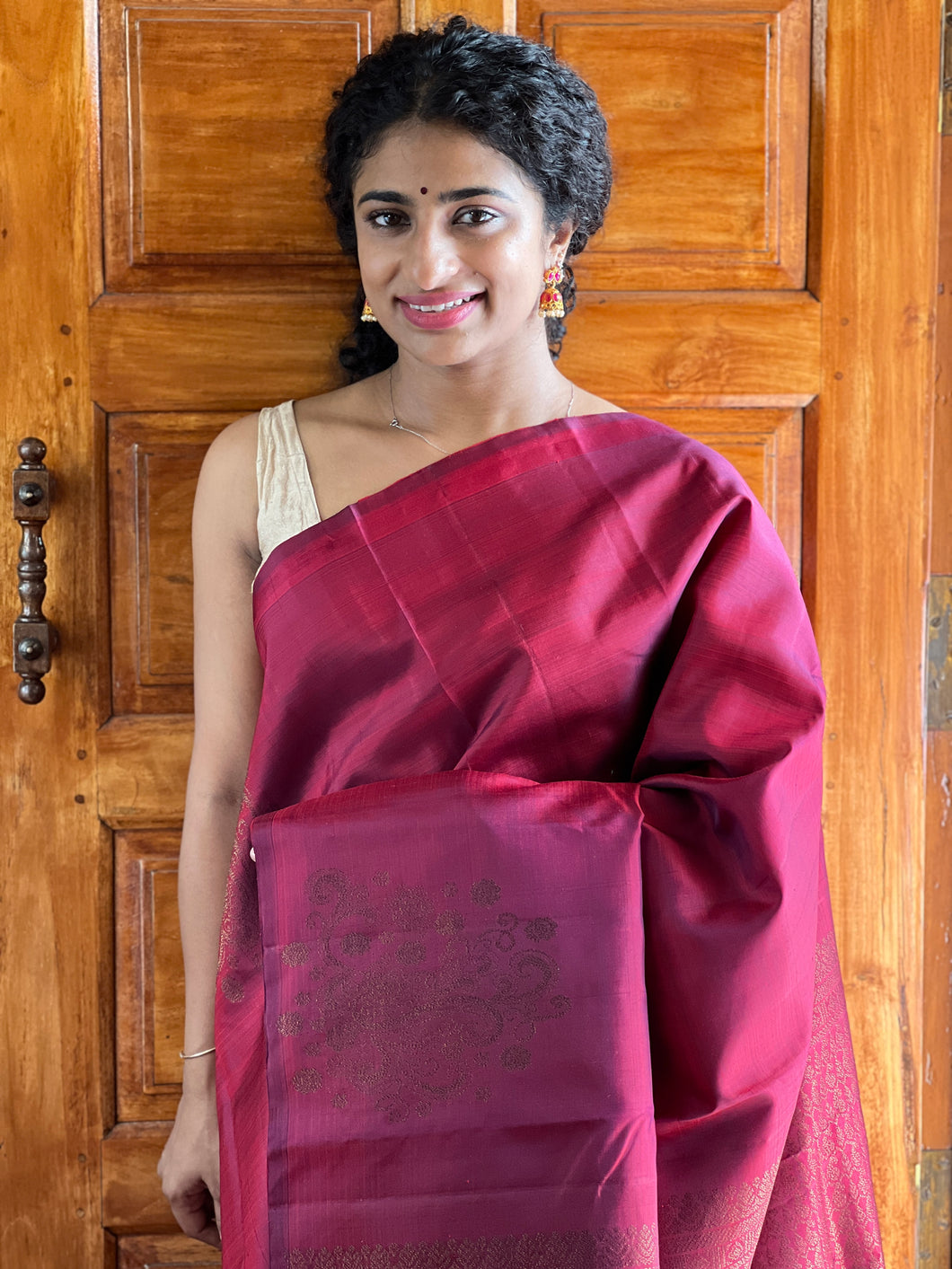 Maroon color Kanchipuram saree | CV138