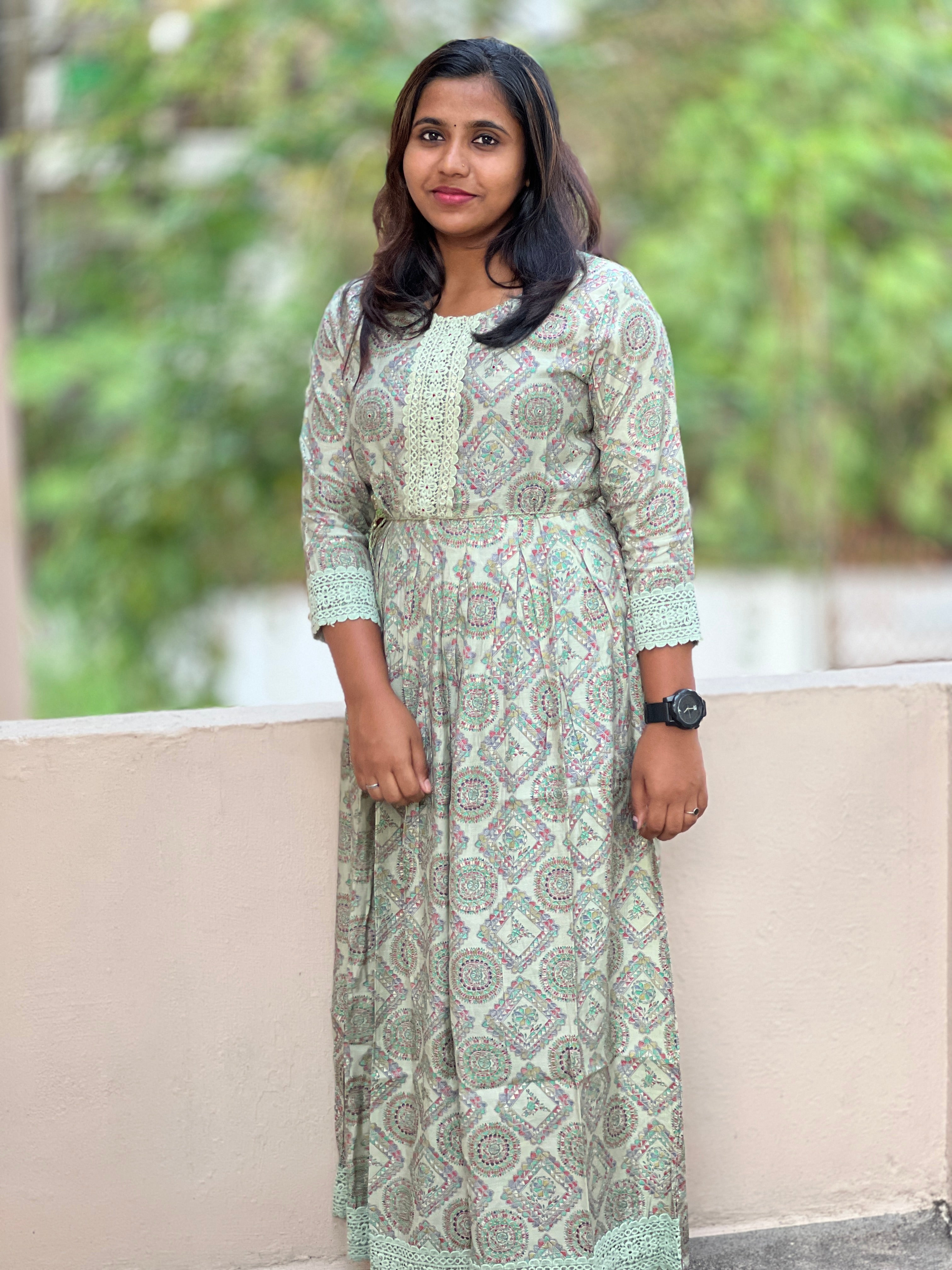 Digital Printed Mandala Design Patterned Flared Dress | NI549