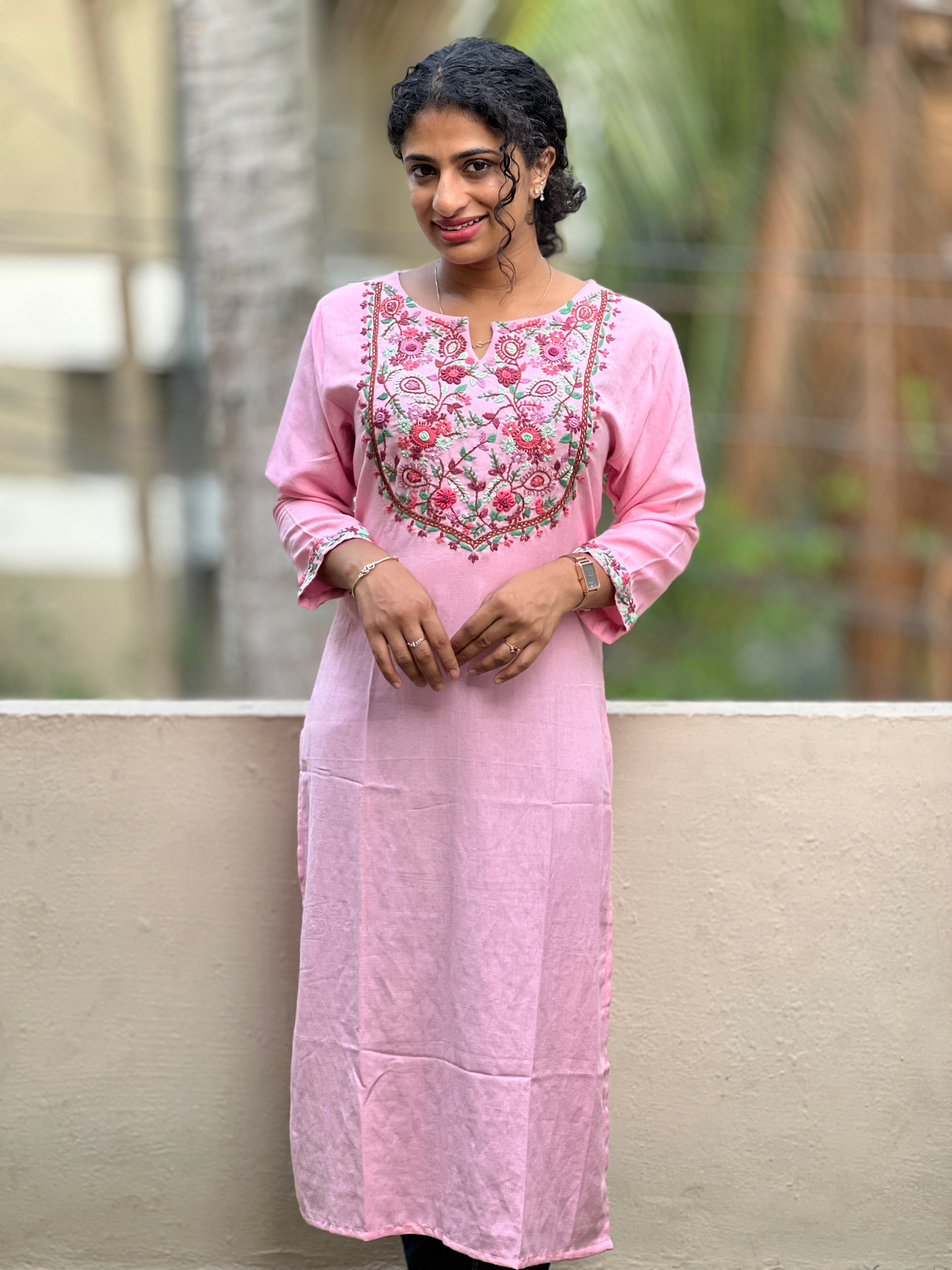 Embroidered Rayon Kurta  | OS244