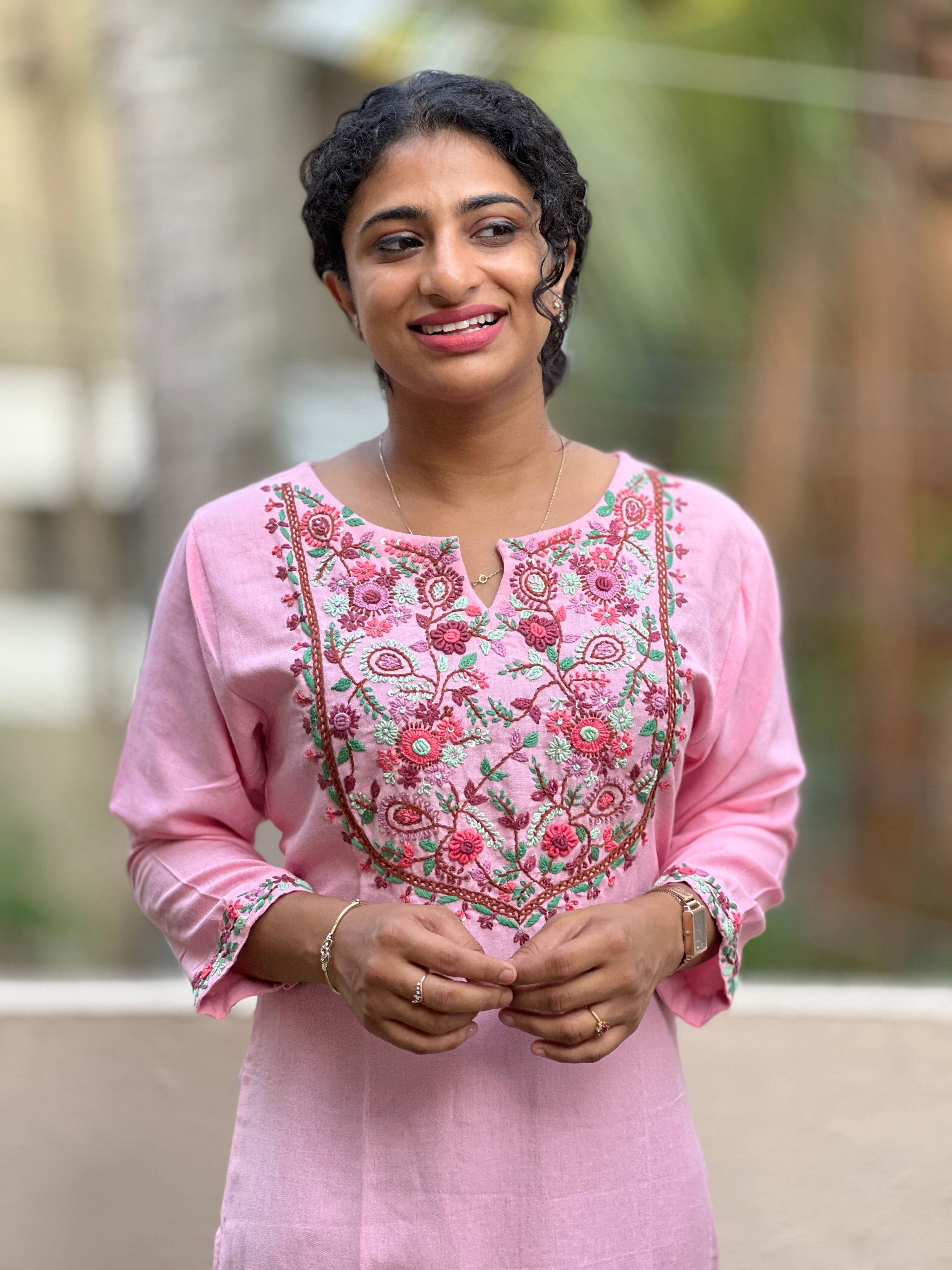 Embroidered Rayon Kurta  | OS244