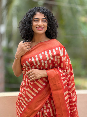 Batik Print Bhagalpuri Weaved Tussar Finish Saree | US127 | Pre Order