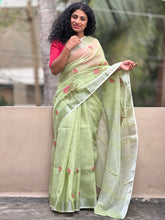 Cross Stitch Embroidery Bhagalpuri Linen Saree | RP246
