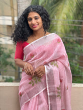 Cross Stitch Embroidery Bhagalpuri Linen Saree | RP246