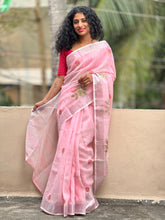 Cross Stitch Embroidery Bhagalpuri Linen Saree | RP246