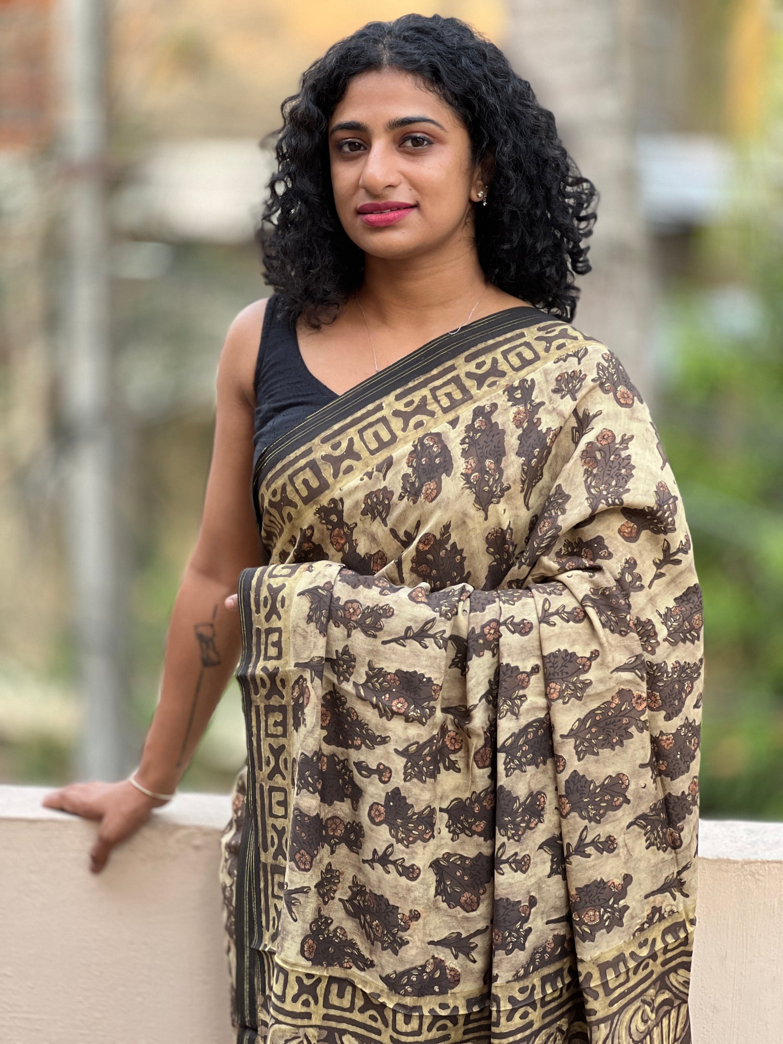 Buy Chanderi Block Print Sarees online - ArtsyIndia