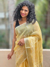 Silver Zari Border Bhagalpuri Linen Saree | RP248